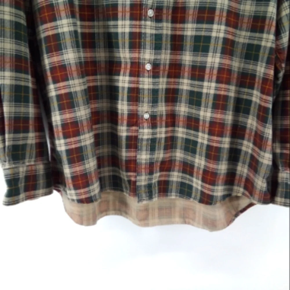 Ivy Crew Plaid 100% Cotton Red Green Men's Shirt XL Outdoors Hiking Camping